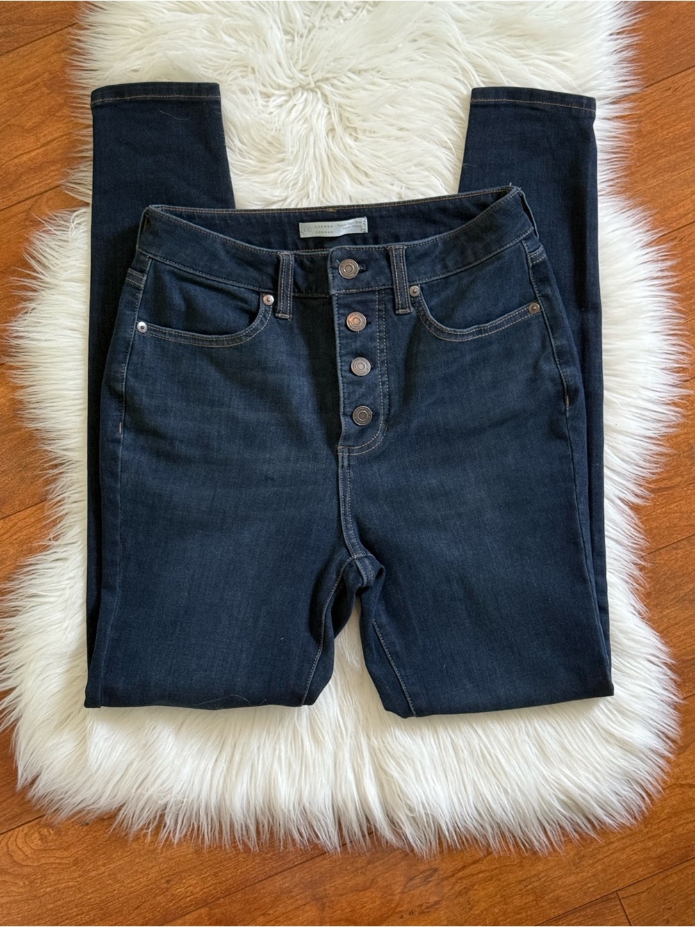 LC Lauren Conrad Super High-Rise Super Skinny Blue Jeans-Size 2 - Picture 3 of 9